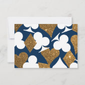 Gold en Navy Blue Las Vegas Wedding Reply Kaart (Achterkant)
