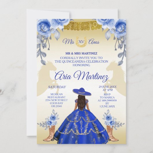 Gold en Navy Boots Charra Kaart (Voorkant)