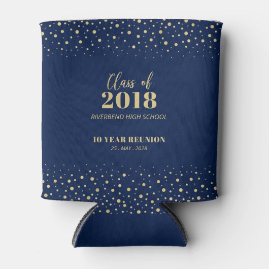 Gold- en Navy Confetti-klasse Blikjeskoeler (Voorkant)