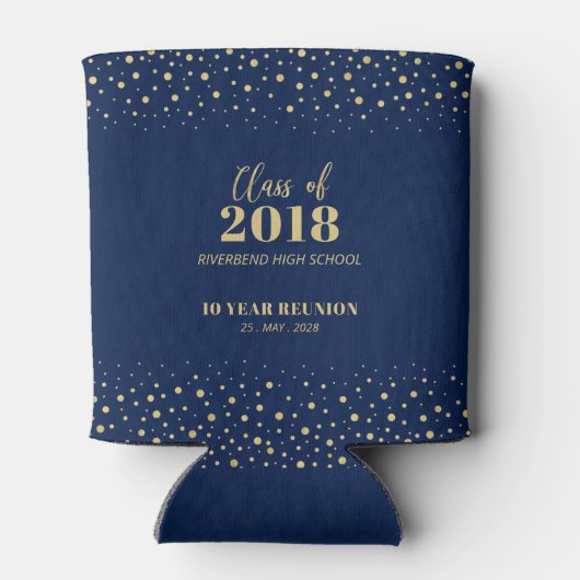 Gold- en Navy Confetti-klasse Blikjeskoeler (Achterkant)