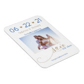 Gold en Navy One Photo Minimalist Save the Date Magneet (Rechterzijde)