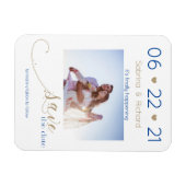 Gold en Navy One Photo Minimalist Save the Date Magneet (Horizontaal)