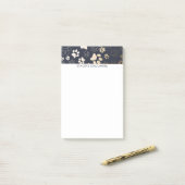 Gold- en Navy Paw-printerpatroon Post-it® Notes (Op bureau)