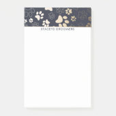 Gold- en Navy Paw-printerpatroon Post-it® Notes (Voorkant)