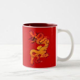 Gold en Oranje draak voor Chinees nieuwjaar Tweekleurige Koffiemok