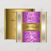 Gold en Paarse Art Deco Bat Mitzvah Kaart (Voorkant / Achterkant)