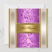 Gold en Paarse Art Deco Bat Mitzvah Kaart (Voorkant)
