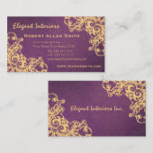 Gold en Paarse Baroque Renaissance Damask Grunge Visitekaartje (Voorkant / Achterkant)