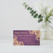Gold en Paarse Baroque Renaissance Damask Grunge Visitekaartje (Staand voorkant)