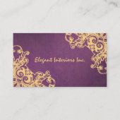 Gold en Paarse Baroque Renaissance Damask Grunge Visitekaartje (Achterkant)