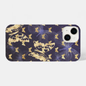 Gold en Paarse Butterflies iPhone 14 Hoesjes iPhone Hoesje (Achterkant horizontaal)