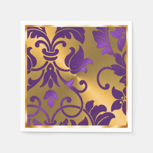Gold en Paarse Damask Servetten (Voorkant)
