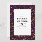 Gold en Paarse leopard Bachelorette Party Kaart (Voorkant)