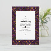 Gold en Paarse leopard Bachelorette Party Kaart (Staand voorkant)