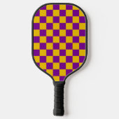 GOLD EN PAARSE MARDI GRAS GECONTROLEERD PATROON PICKLEBALL PADDLE (Achterkant)