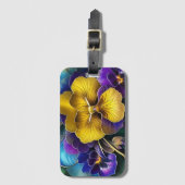 Gold en Paarse Pansy Patch Bagagelabel (Voorkant (verticaal))