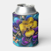 Gold en Paarse Pansy Patch Blikjeskoeler (Blikje Voorkant)