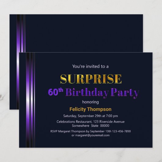 Gold en Paarse verrassingen 60e verjaardag Kaart (Voorkant / Achterkant)