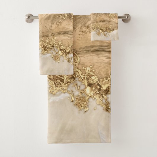 Gold en Pearl - Splatter en flow Bad Handdoek (Insitu)