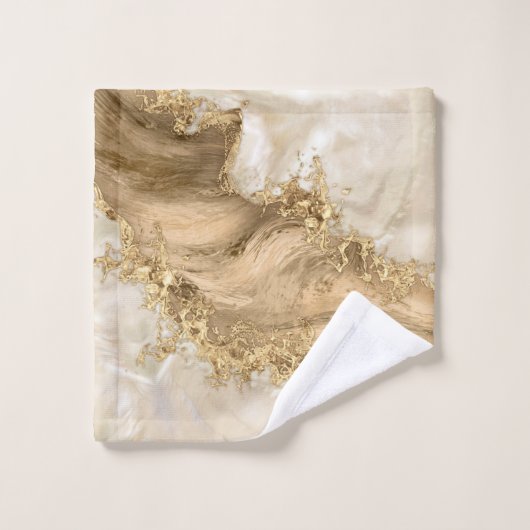 Gold en Pearl - Splatter en flow Bad Handdoek (Wasdoekje)