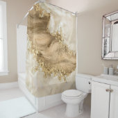 Gold en Pearl - Splatter en flow Douchegordijn (In situ)