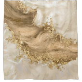 Gold en Pearl - Splatter en flow Douchegordijn (Voorkant)