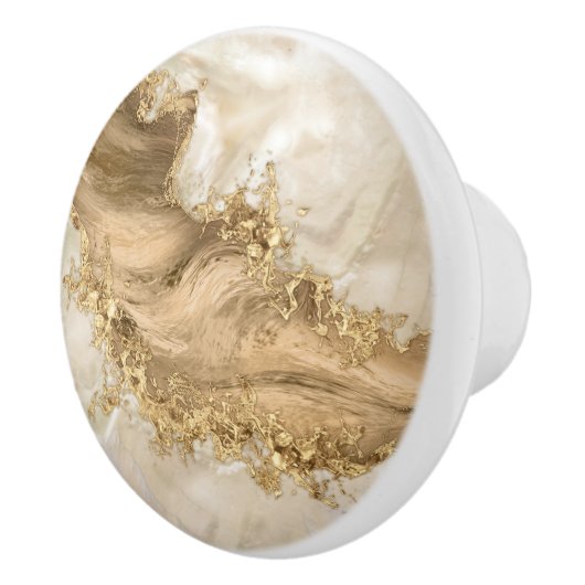 Gold en Pearl - Splatter en flow Keramische Knop (Rechts)