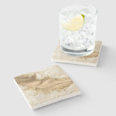 Gold en Pearl - Splatter en flow Stenen Onderzetter (Zijkant)