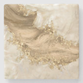 Gold en Pearl - Splatter en flow Stenen Onderzetter (Voorkant)