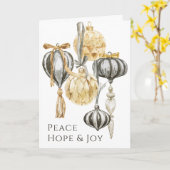 Gold en Pewter Metallic Ornamenten Vakantie Kaart (Gele Bloem)