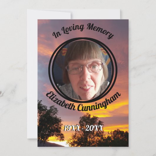 Gold en Pink Sunset Photo Memorial Programme Kaart (Voorkant)