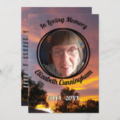 Gold en Pink Sunset Photo Memorial Programme Kaart (Voorkant / Achterkant)