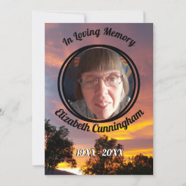 Gold en Pink Sunset Photo Memorial Programme Kaart