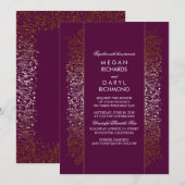 Gold en Plum  Baby's Breath Wedding Kaart (Voorkant / Achterkant)