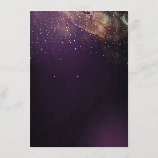 Gold en Plum Paarse Nacht Trouwinformatie Informatiekaartje (Achterkant)