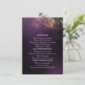 Gold en Plum Paarse Nacht Trouwinformatie Informatiekaartje (Staand voorkant)