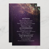 Gold en Plum Paarse Nacht Trouwinformatie Informatiekaartje (Voorkant / Achterkant)