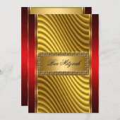 Gold en Red Bar Mitzvah Kaart (Voorkant / Achterkant)