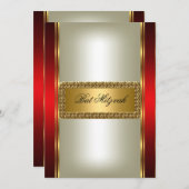 Gold en Red Bat Mitzvah Kaart (Voorkant / Achterkant)