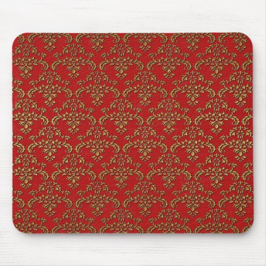 Gold en Red Damask Muismat (Voorkant)