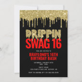 Gold en Red Drippin Swag 16 verjaardag Kaart (Voorkant)
