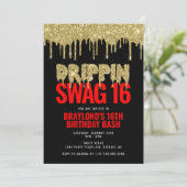 Gold en Red Drippin Swag 16 verjaardag Kaart (Staand voorkant)
