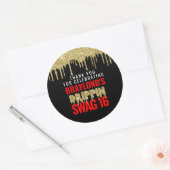 Gold en Red Drippin Swag 16 verjaardag Ronde Sticker (Envelop)