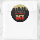 Gold en Red Drippin Swag 16 verjaardag Ronde Sticker (Tas)