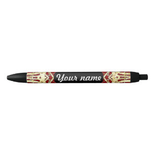 Gold en Red Filigree Circle Design Zwarte Inkt Pen