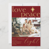 Gold en Red Flat Photo Holiday Kaart (Voorkant)