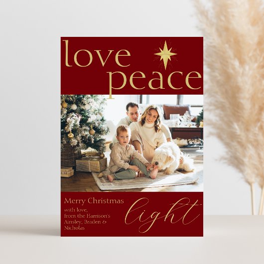 Gold en Red Flat Photo Holiday Kaart