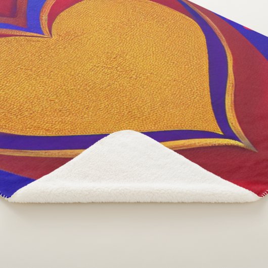Gold en Red Heart Sherpa Blanket Sherpa Deken (3/4)