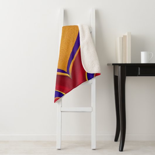 Gold en Red Heart Sherpa Blanket Sherpa Deken (In situ)