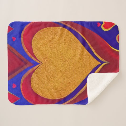 Gold en Red Heart Sherpa Blanket Sherpa Deken (Voorkant (horizontaal))